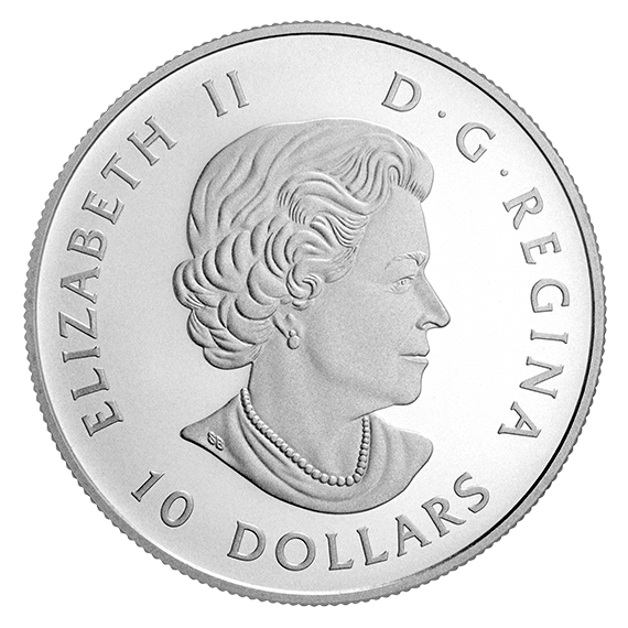 1/2 oz. Pure Silver Coloured Coin - Iconic Canada: Dog Sledding Under the Northern Lights