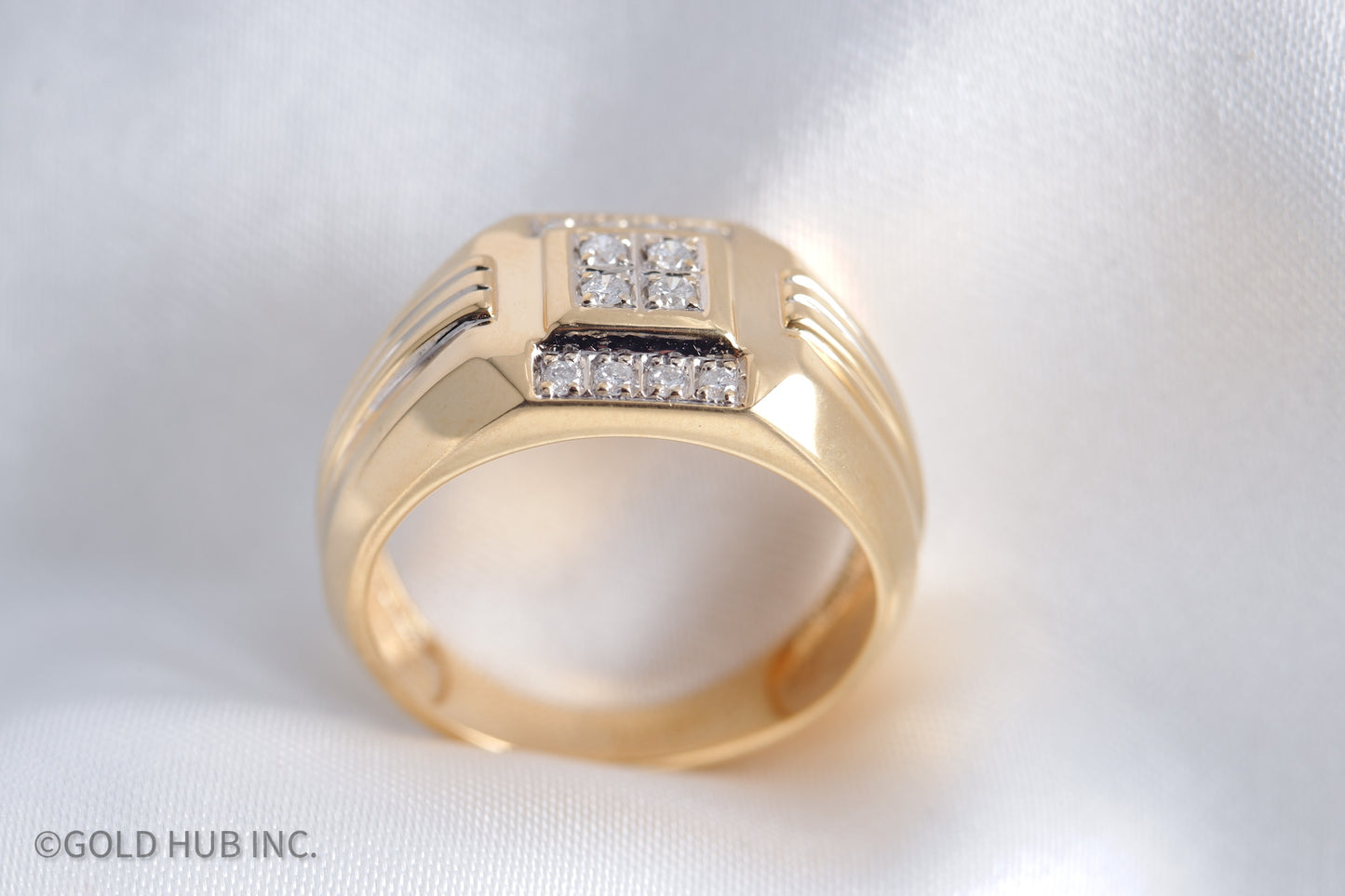Men's 10K Yellow Gold Ring Enhanced with Diamond Chips