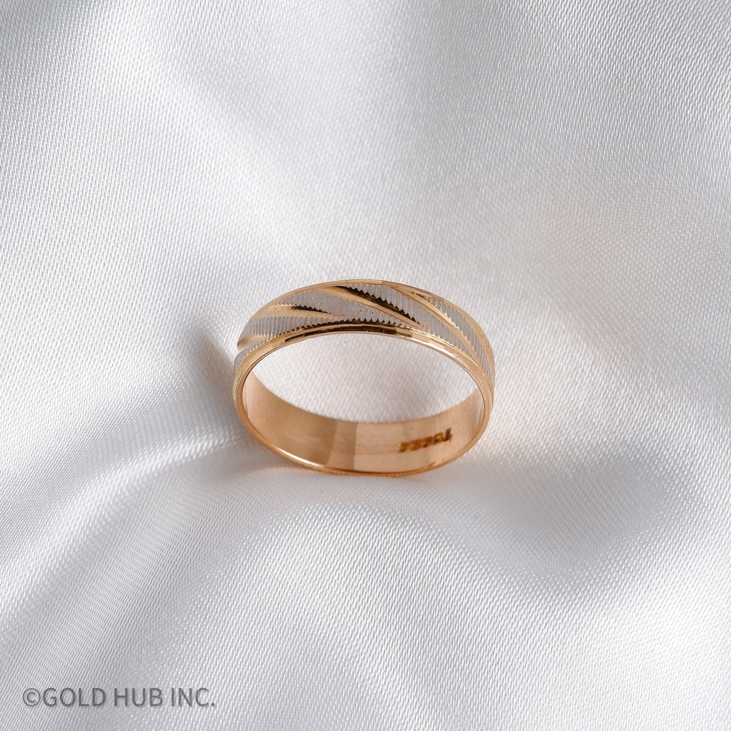 Two Tone Engraved Wedding Band in 24K Gold