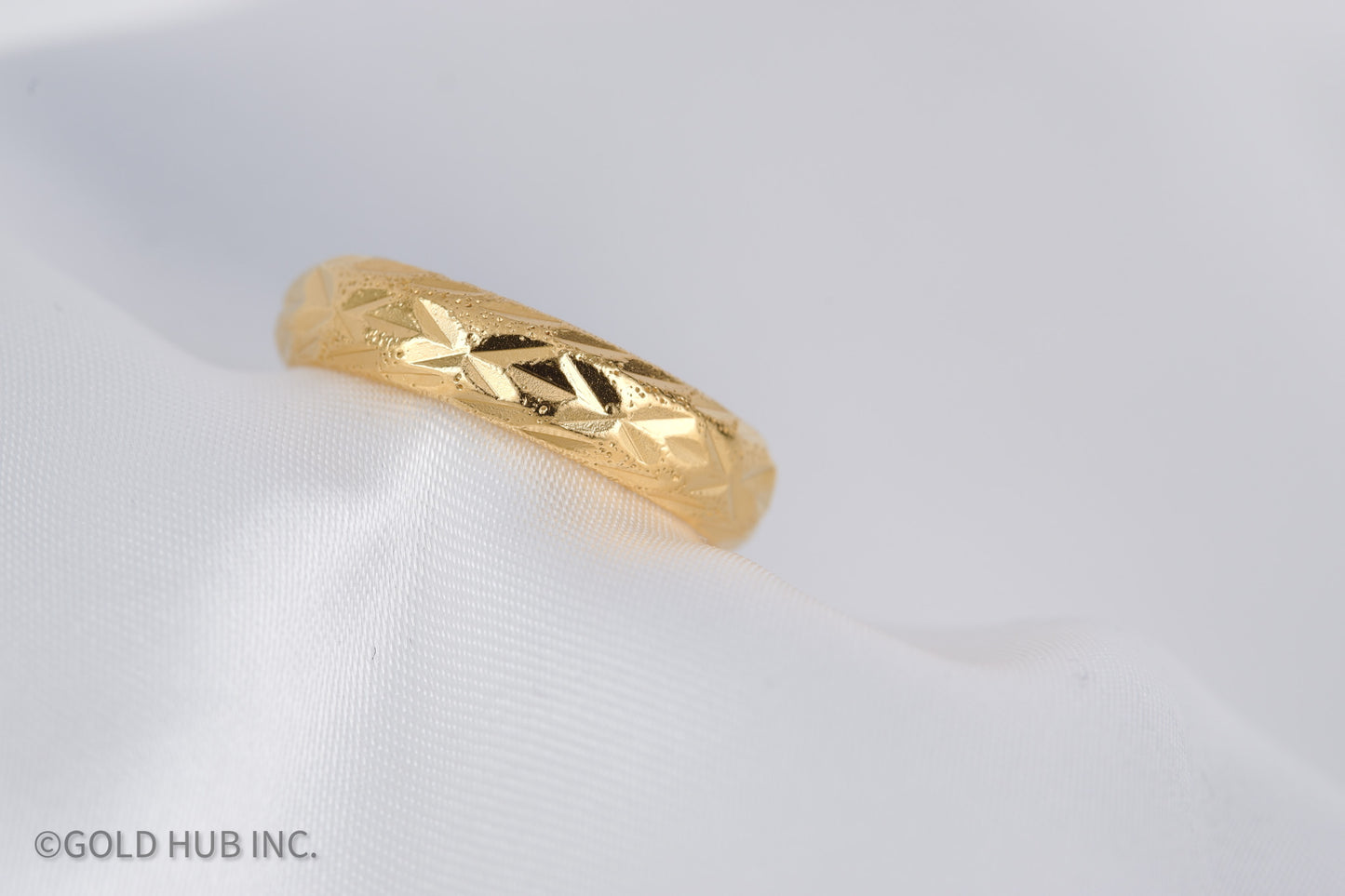 24K Gold Hammered Antique Yellow Gold Band