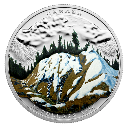 1 oz. Fine Silver Coloured Coin – Landscape Illusion: Mountain Goat –