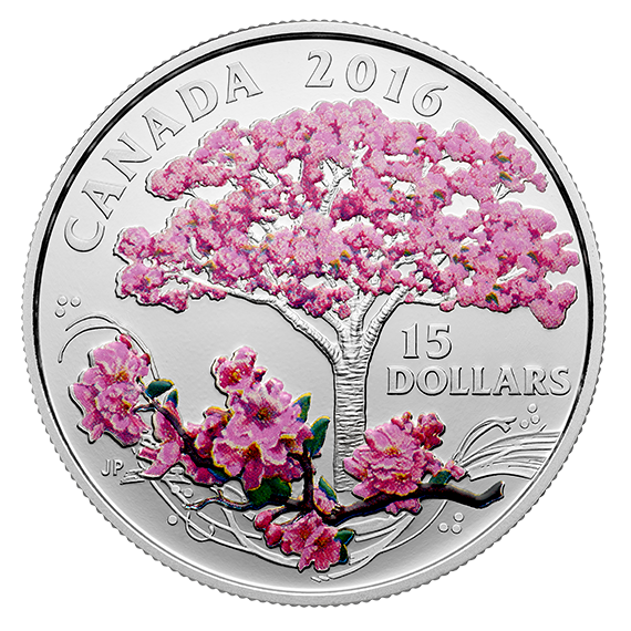 Fine Silver Coloured Coin – Celebration of Spring: Cherry Blossoms – Mintage: 6,500