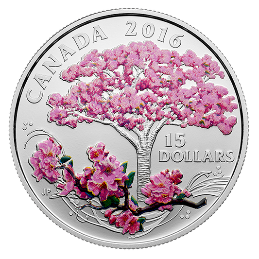 Fine Silver Coloured Coin – Celebration of Spring: Cherry Blossoms – Mintage: 6,500
