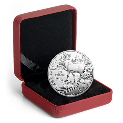 1 oz. Pure Silver Coin – Paw prints on the Edge: Woodland Caribou