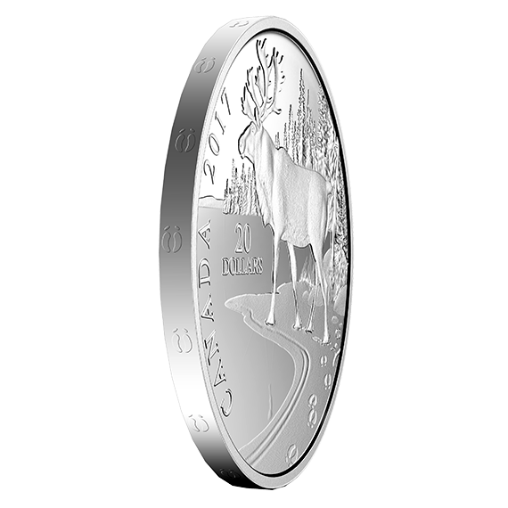 1 oz. Pure Silver Coin – Paw prints on the Edge: Woodland Caribou