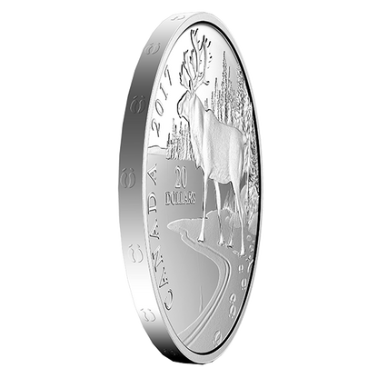 1 oz. Pure Silver Coin – Paw prints on the Edge: Woodland Caribou