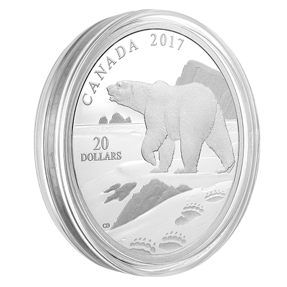 1 oz. Pure Silver Coin – Paw Prints on the Edge: Polar Bear