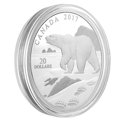 1 oz. Pure Silver Coin – Paw Prints on the Edge: Polar Bear