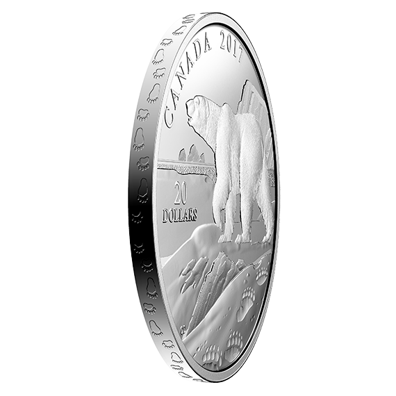 1 oz. Pure Silver Coin – Paw Prints on the Edge: Polar Bear