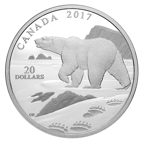 1 oz. Pure Silver Coin – Paw Prints on the Edge: Polar Bear