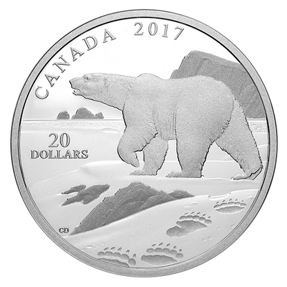 1 oz. Pure Silver Coin – Paw Prints on the Edge: Polar Bear