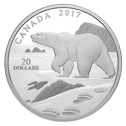 1 oz. Pure Silver Coin – Paw Prints on the Edge: Polar Bear