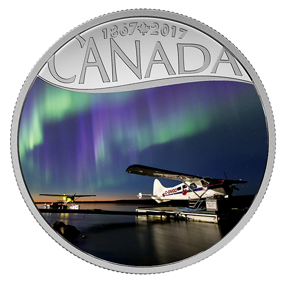 1/2 oz. Pure Silver Coloured Coin – Celebrating Canada's 150th Coin Series: Float Planes on the Mackenzie River