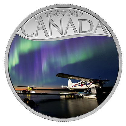1/2 oz. Pure Silver Coloured Coin – Celebrating Canada's 150th Coin Series: Float Planes on the Mackenzie River