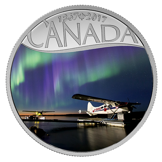 1/2 oz. Pure Silver Coloured Coin – Celebrating Canada's 150th Coin Series: Float Planes on the Mackenzie River