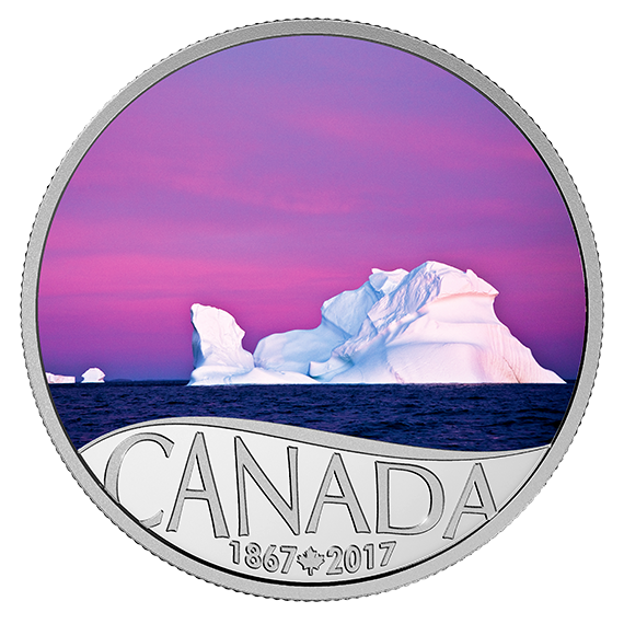 1/2 oz. Pure Silver Coloured Coin - Celebrating Canada's 150th Coin Series: Iceberg at Dawn