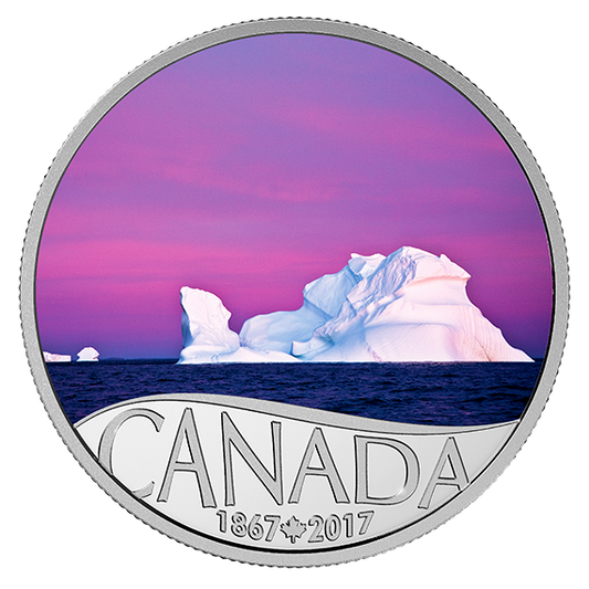 1/2 oz. Pure Silver Coloured Coin - Celebrating Canada's 150th Coin Series: Iceberg at Dawn
