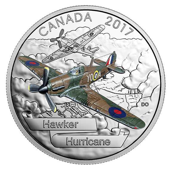 1 oz. Pure Silver Coloured Coin – Aircraft of The Second World War: Hawker Hurricane