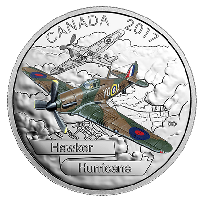 1 oz. Pure Silver Coloured Coin – Aircraft of The Second World War: Hawker Hurricane