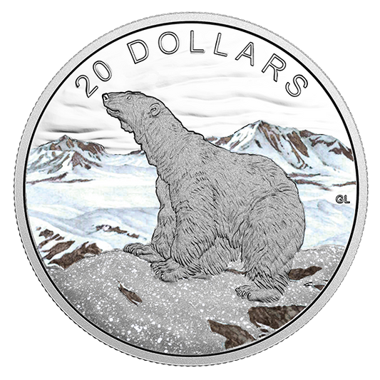 1 oz. Pure Silver Coloured Coin – Glistening North: The Polar Bear