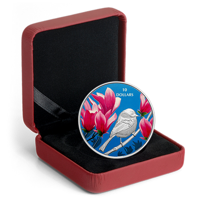 1/2 oz. Pure Silver Coloured Coin - Birds Among Nature's Colours: Chickadee