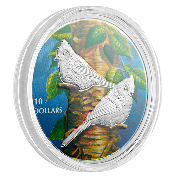 1/2 oz. Pure Silver Coloured Coin - Birds Among Nature’s Colours: Tufted Titmouse