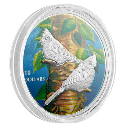 1/2 oz. Pure Silver Coloured Coin - Birds Among Nature’s Colours: Tufted Titmouse