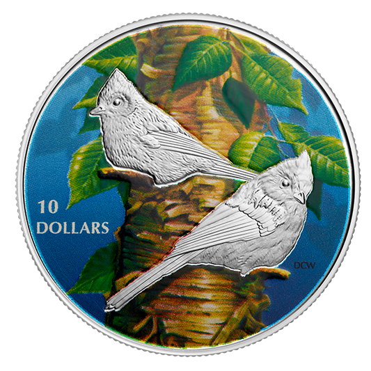 1/2 oz. Pure Silver Coloured Coin - Birds Among Nature’s Colours: Tufted Titmouse
