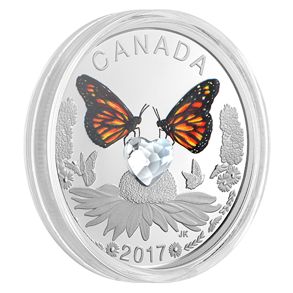 Celebration of Love – Pure Silver Coin made with Heart-Shaped Swarovski® Crystal
