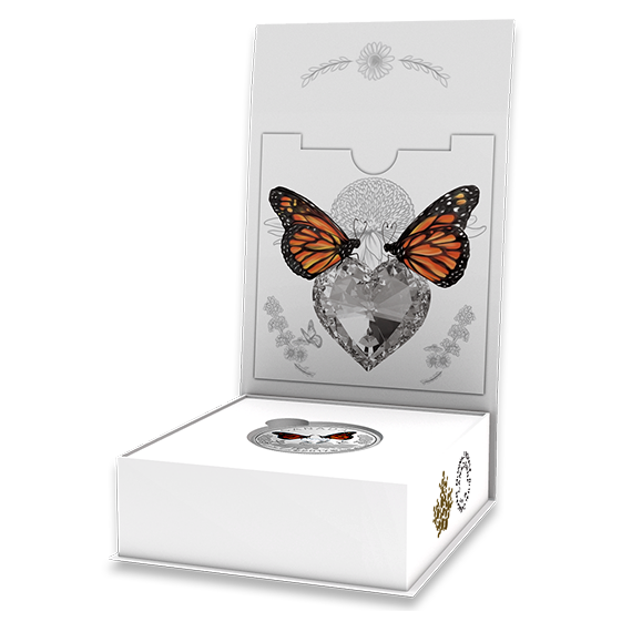 Celebration of Love – Pure Silver Coin made with Heart-Shaped Swarovski® Crystal