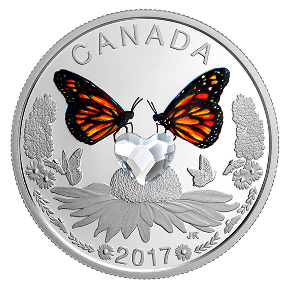Celebration of Love – Pure Silver Coin made with Heart-Shaped Swarovski® Crystal