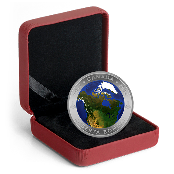 Pure Silver Glow-in-the-Dark Coin – View of Canada From Space