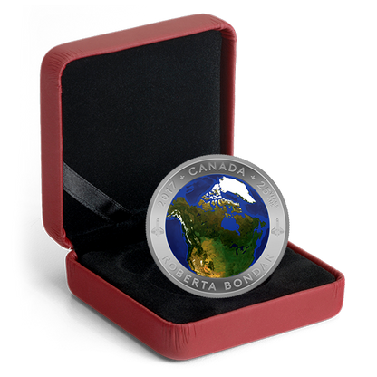Pure Silver Glow-in-the-Dark Coin – View of Canada From Space