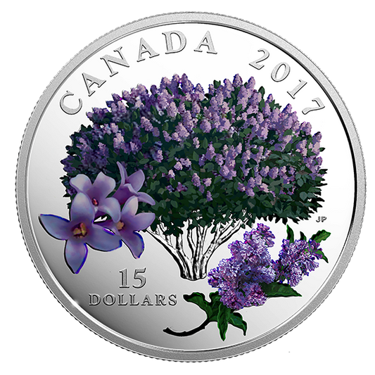 Pure Silver Coloured Coin - Celebration of Spring: Lilac Blossoms (2017)