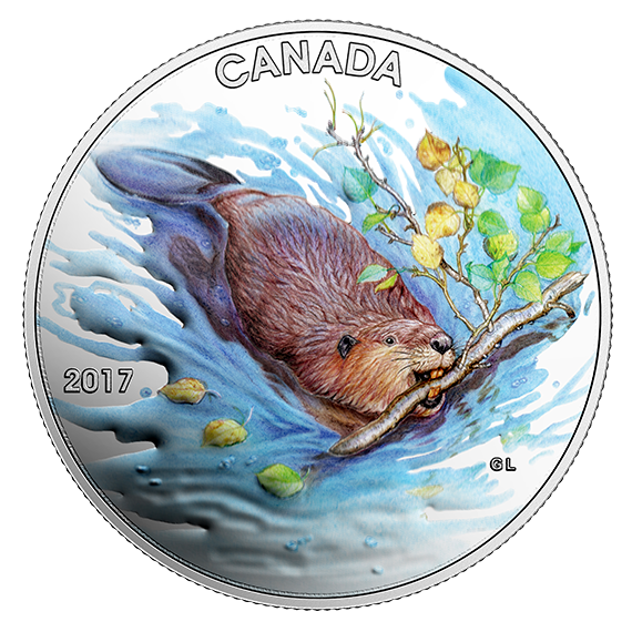 1/2 oz. Pure Silver Coloured Coin - Iconic Canada: The Beaver