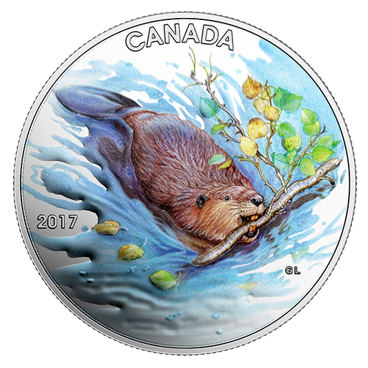 1/2 oz. Pure Silver Coloured Coin - Iconic Canada: The Beaver