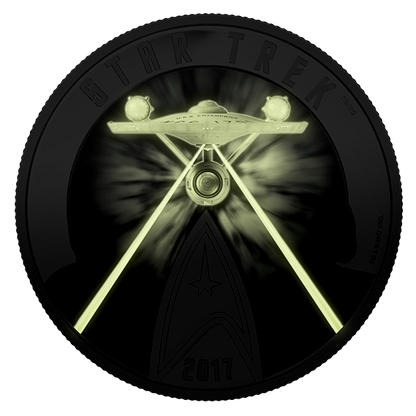 Star Trek™: Five Captains - 2 oz. Pure Silver Coloured Glow-in-the-Dark Coin