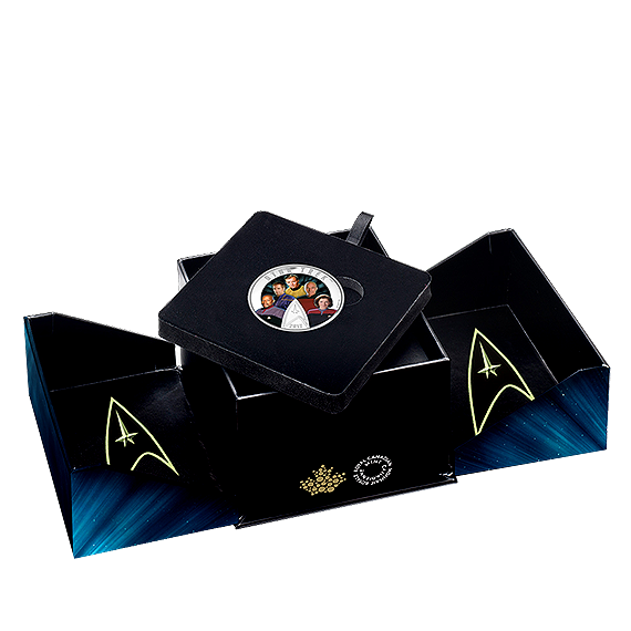 Star Trek™: Five Captains - 2 oz. Pure Silver Coloured Glow-in-the-Dark Coin