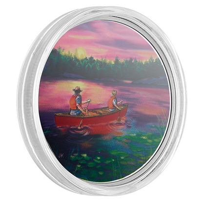 Great Canadian Outdoors: Sunset Canoeing - Pure Silver Glow-in-the-Dark Coin