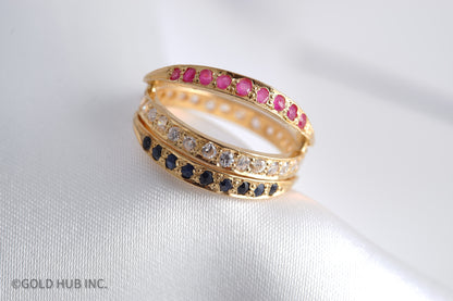 3 Lines Flip Studded Ring in 22K Gold, Dress to the Mood