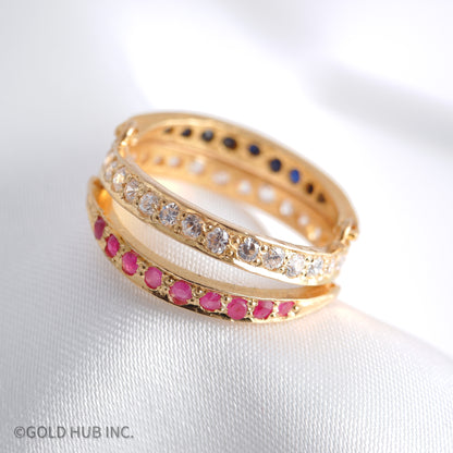 3 Lines Flip Studded Ring in 22K Gold, Dress to the Mood