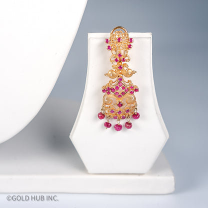 22 K. Pure Gold Bridal Set With Ruby Colored Crystals