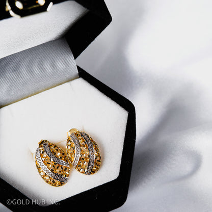 22 K. Floral Patterned Pure Gold Earrings
