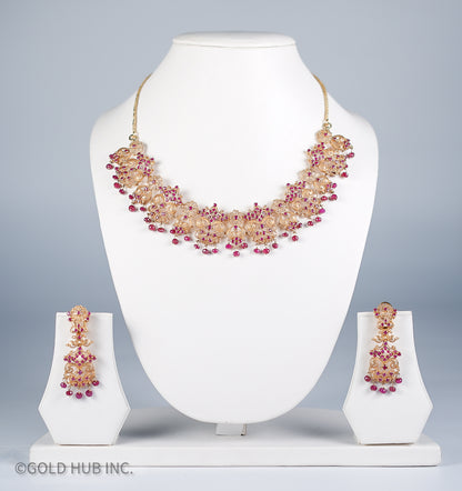 22 K. Pure Gold Bridal Set With Ruby Colored Crystals