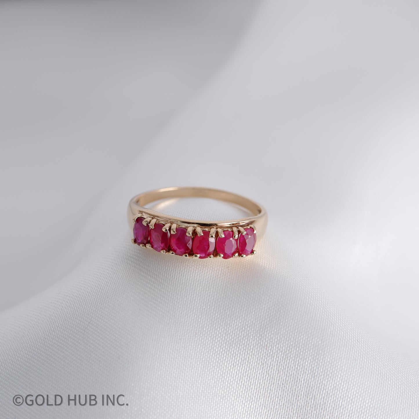 Ruby Colored Stone Channel Ring in 10K Gold