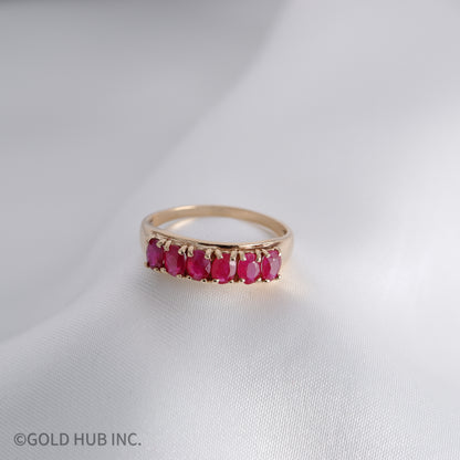 Ruby Colored Stone Channel Ring in 10K Gold