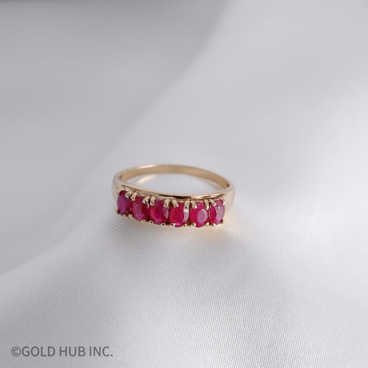 Ruby Colored Stone Channel Ring in 10K Gold