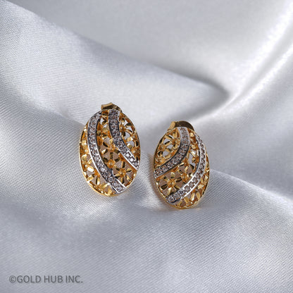 22 K. Floral Patterned Pure Gold Earrings