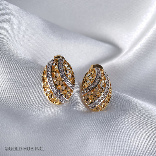 22 K. Floral Patterned Pure Gold Earrings