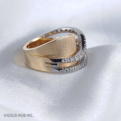 Yellow And White Gold, Prong And Bead Set Bejeweled Ring